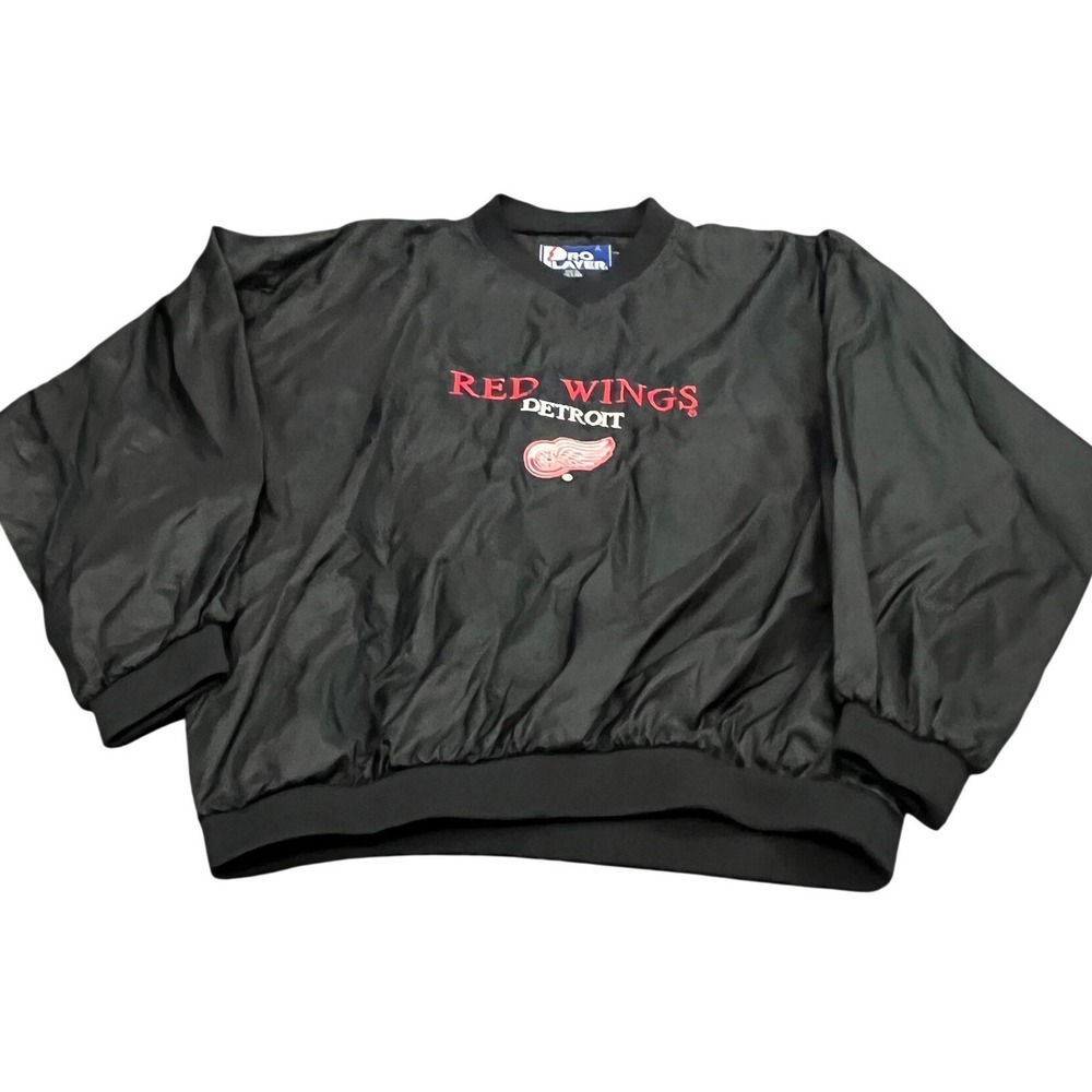 Pro Layer Windshirt Men XL Black Detroit Red Wings V-Neck Pullover NHL Hockey